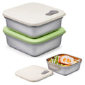 Stainless Steel Sandwich Containers 2 Pack - 20oz Leakproof Lunch Box Set with Lids, Reusable Metal Food Storage Boxes for Meal Prep, BPA-Free, Dishwasher Safe, Work, School (White, Green)
