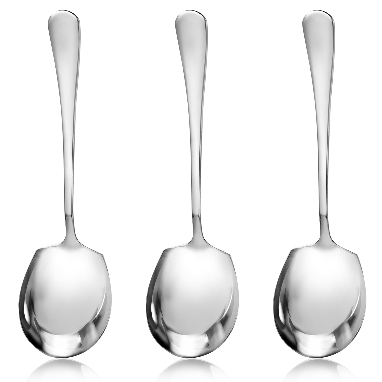 KALIONE 3 Pcs Stainless Steel Serving Spoons - Large Buffet Spoons With Long Handle for Soup - Kitchen Tool Set
