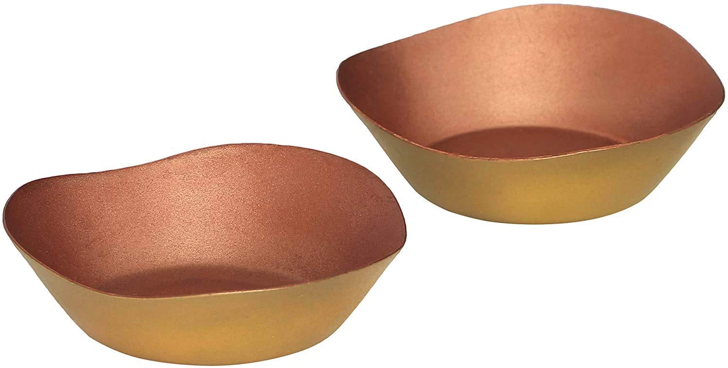 De Kulture Works Handcrafted Pure Copper Candle Bowl Votive T-Light Holder Diya | Ideal for Home Table coration, 3X1 DH (inch), Set of 2