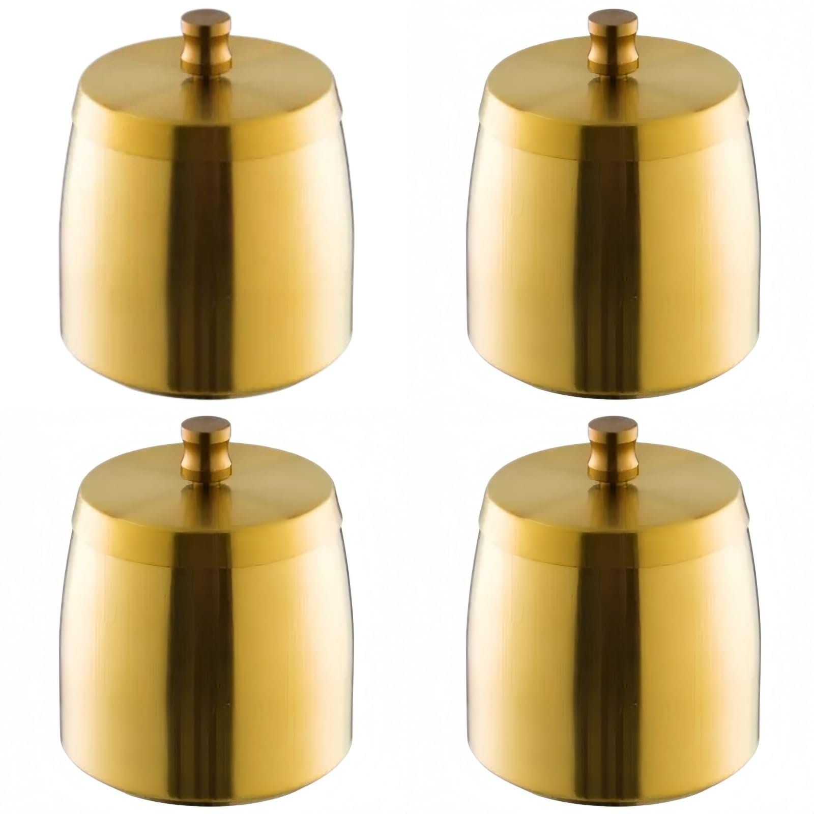 Stainless Steel Ashtray with Lid - for Balcony, Garden & Home - 10.5 x 9 cm - Non-Slip, Easy to Clean - 4 Colours (Silver, Black, Gold, Rose Gold) (Gold Set of 4)
