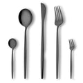 Black Silverware Set 20-Piece, Stainless Steel Flatware Set Service for 4, Unique Utensils with Fork and Spoon Teaspoon, Mirror Black Cutlery Set, Silverware for Home Party Kitchen