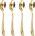 Disposable Heavy Duty Plastic Spoon 17cm, Fancy Plastic Looks Like Real Cutlery, Golden, DP-2492,