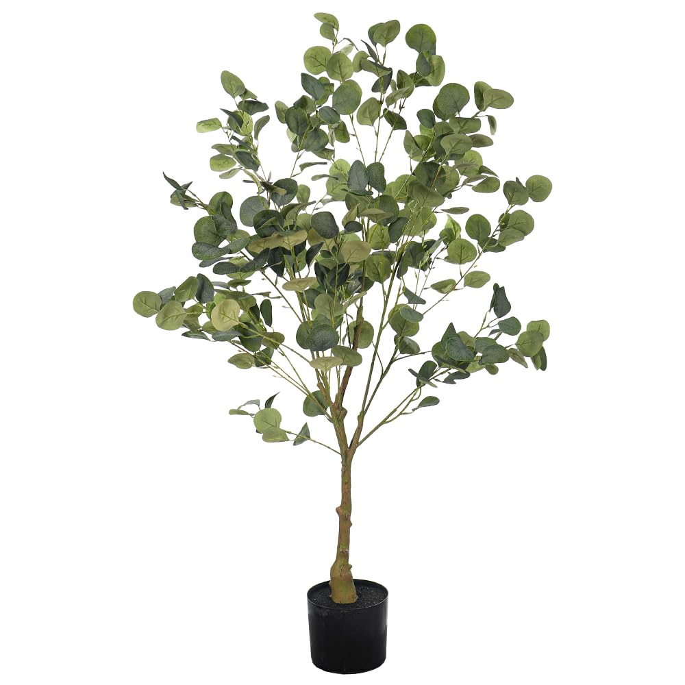 Premium Faux Eucalyptus Plant Vibrant & Lifelike Texture Artificial Plants with Pots, Maintenance-Free & Fade Resistant Artificial Eucalyptus Plants Green Leaves Fake Plants (120 Cm)