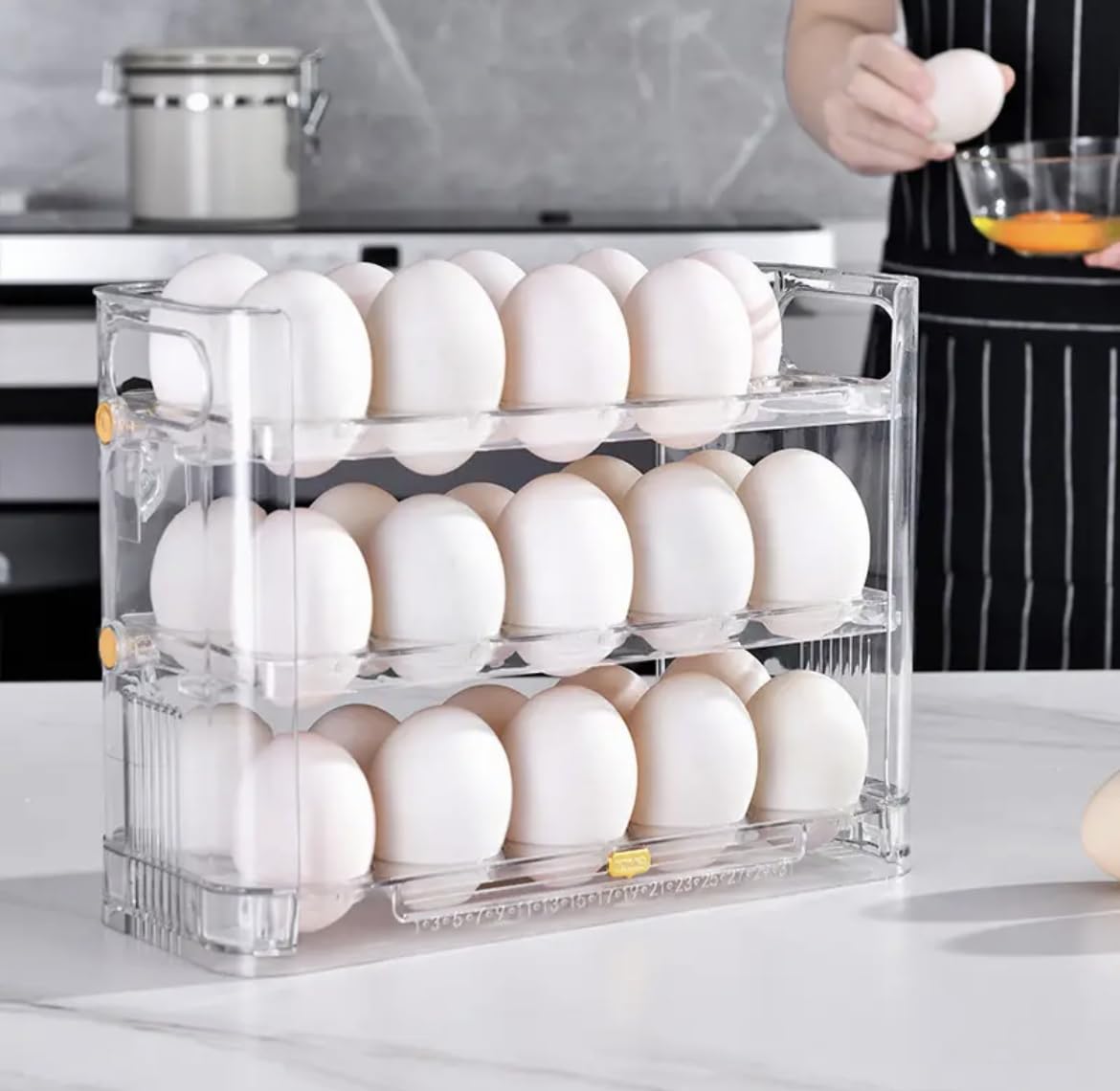 Blue Coral Egg Storage Organizer (1/2-Pack) Anti-Slipping Household Egg Containers Boxes Special-purpose Kitchen Gadgets for Refrigerator Side Door (1-Pack, Transparent)