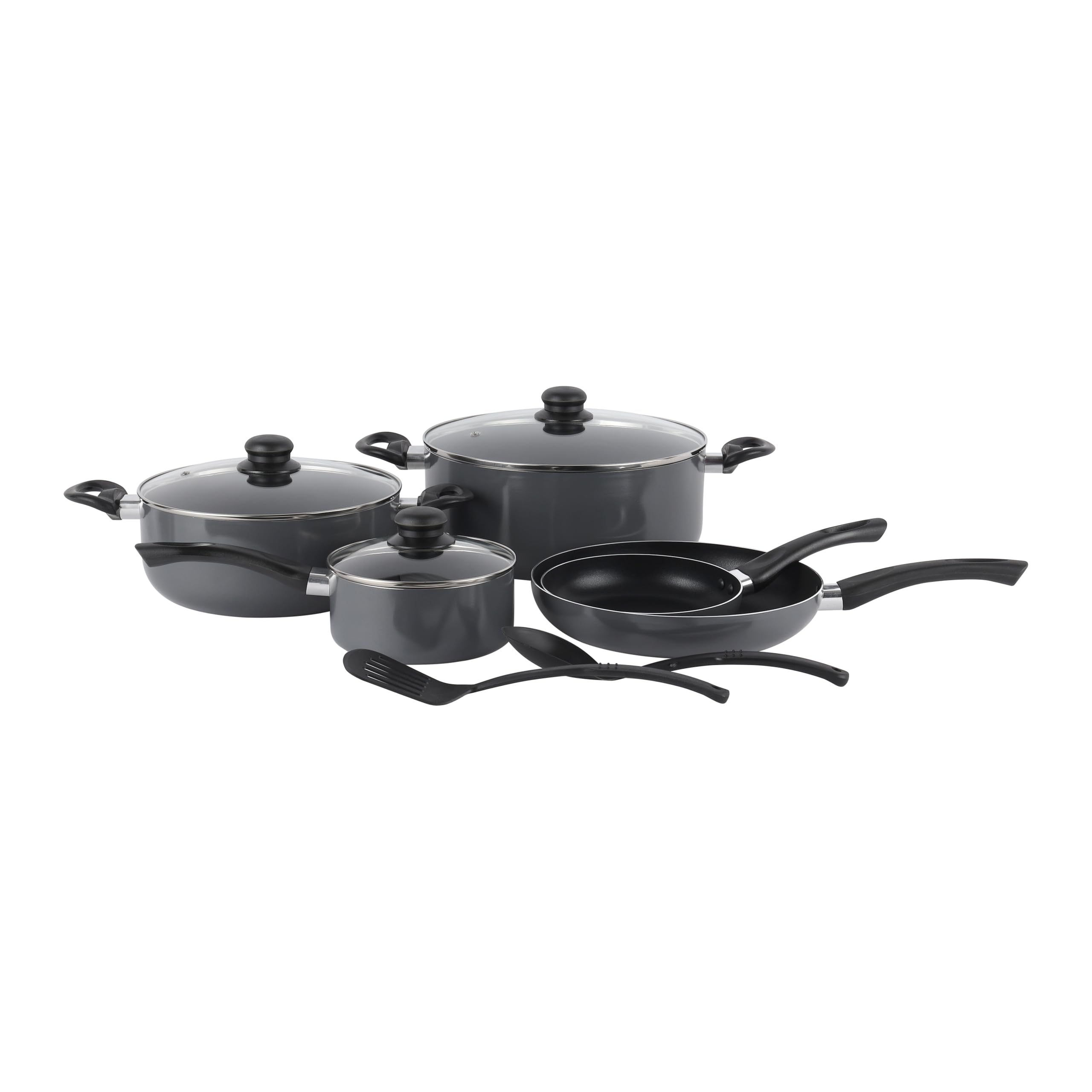 Royalford 10 Piece Non-Stick Cookware Set- RF11972 Aluminum Body with 3 Layer Coating CD Base, Bakelite Handles and Tempered Glass Lid