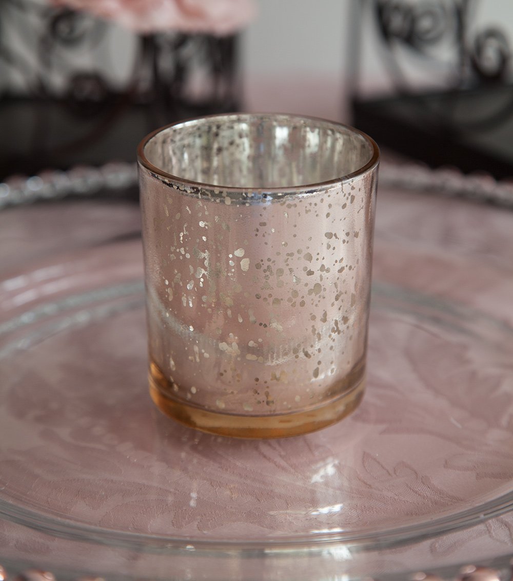 Club Green Xmas Glass Tea Light Candle Holder Rose Gold/Champagne/Silver 3 Sizes Wedding Decor Event (Champagne 70 x 90mm)