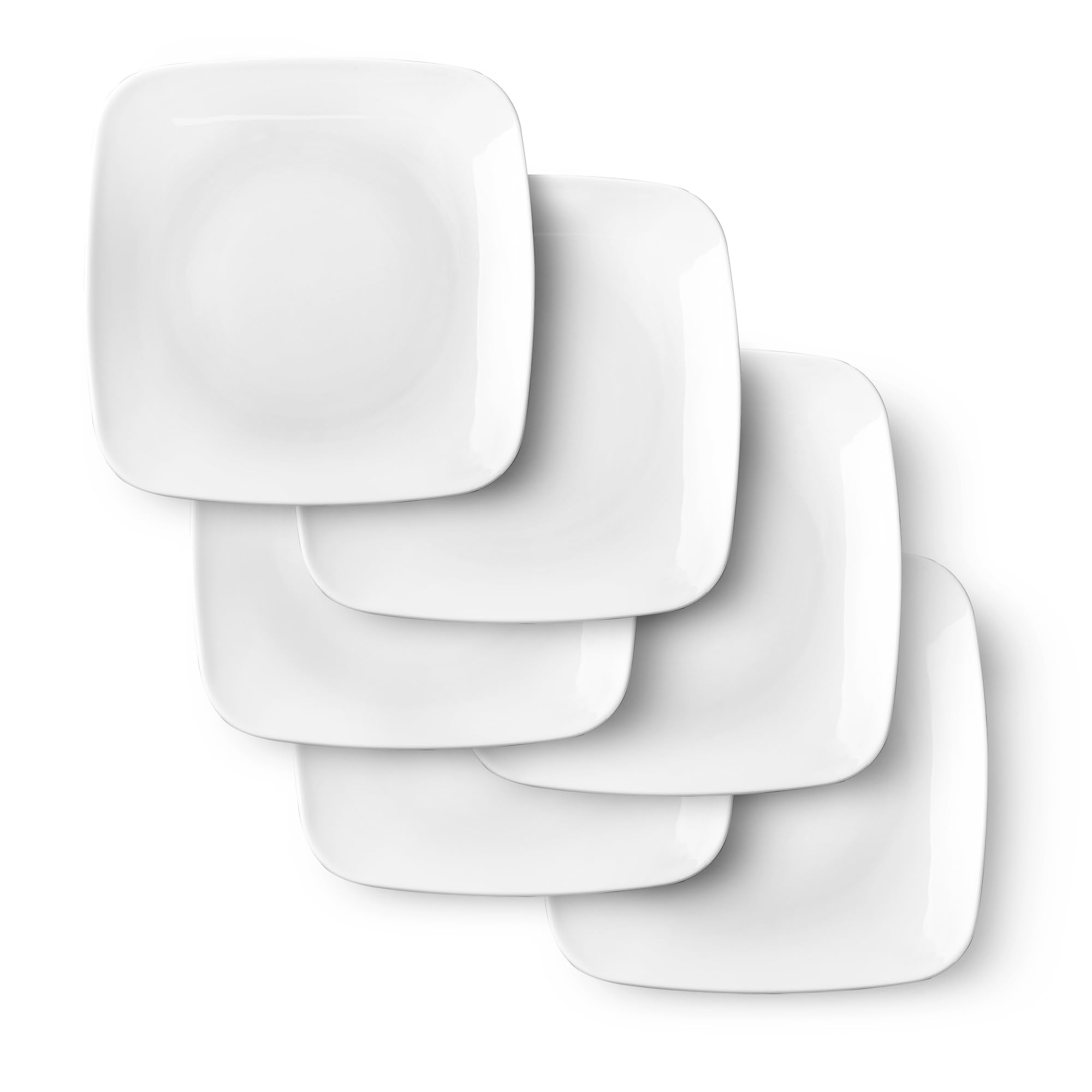 Delling Dessert Plates - 6.5in Ceramic Small Appetizer/Salad Plate -Square Serving plates - White Kitchen Dinnerware Dishes Set for Snacks, Appetizer, Side Dishes- Serving Platter Set,Set of 6