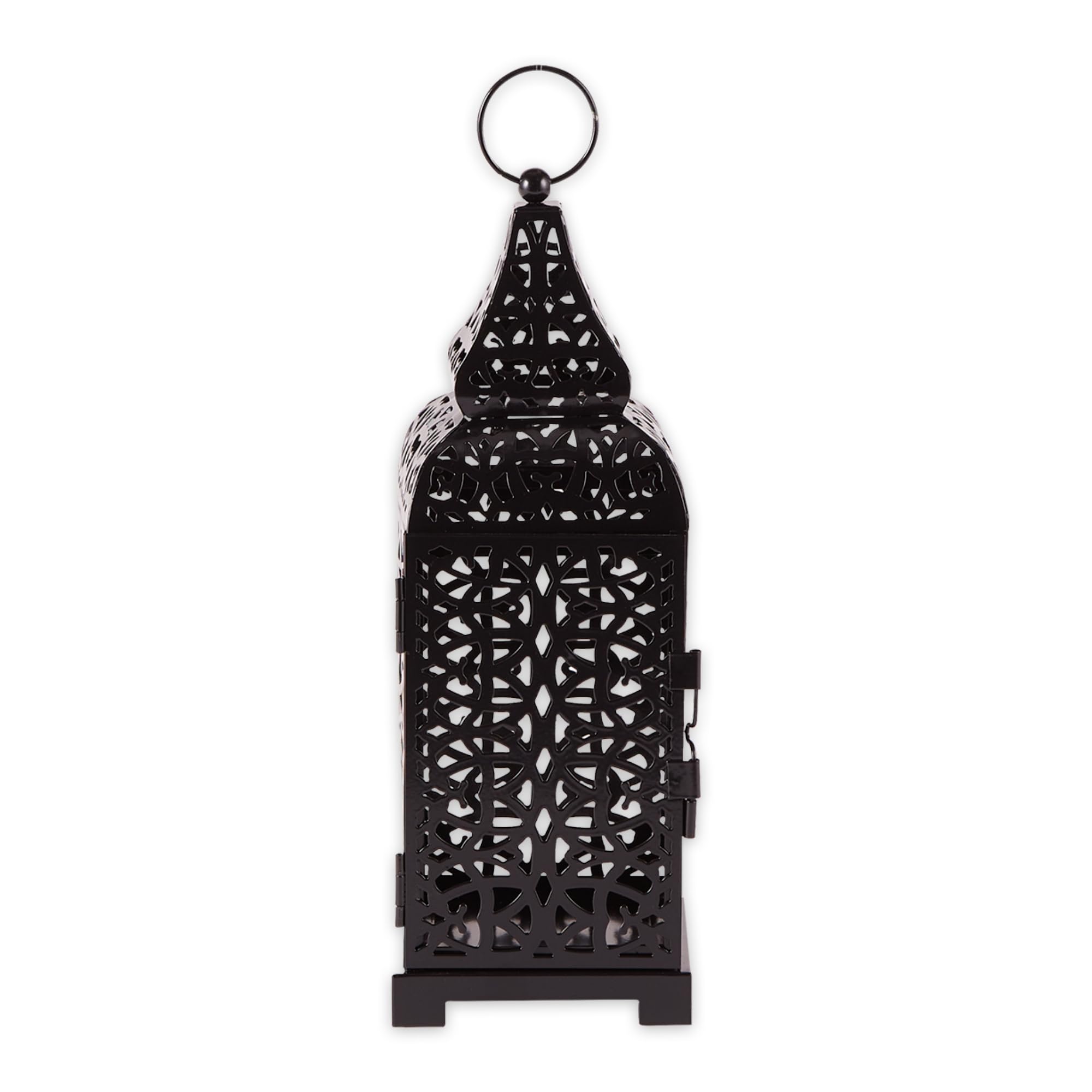 Gifts & Decor Candle Holder Hanging Lantern, Dark Grey, 4 1/8" Square x 13" high