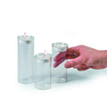 Fun Express Glass Cylinder Tea Light Candle Holders - Set of 3 and Includes Tealight Inserts - Wedding, Event and Home Decor
