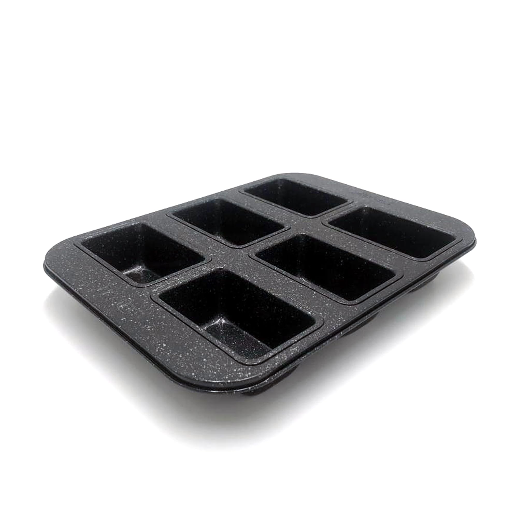 Prestige Granite Stone 6 Cup Mini Loaf Pan | Non-Stick Bakeware for Mini Bread, Brownies, Cornbread, Cheesecake & Chocolate | Heavy Duty Carbon Steel for Oven Baking | Black -PR48776