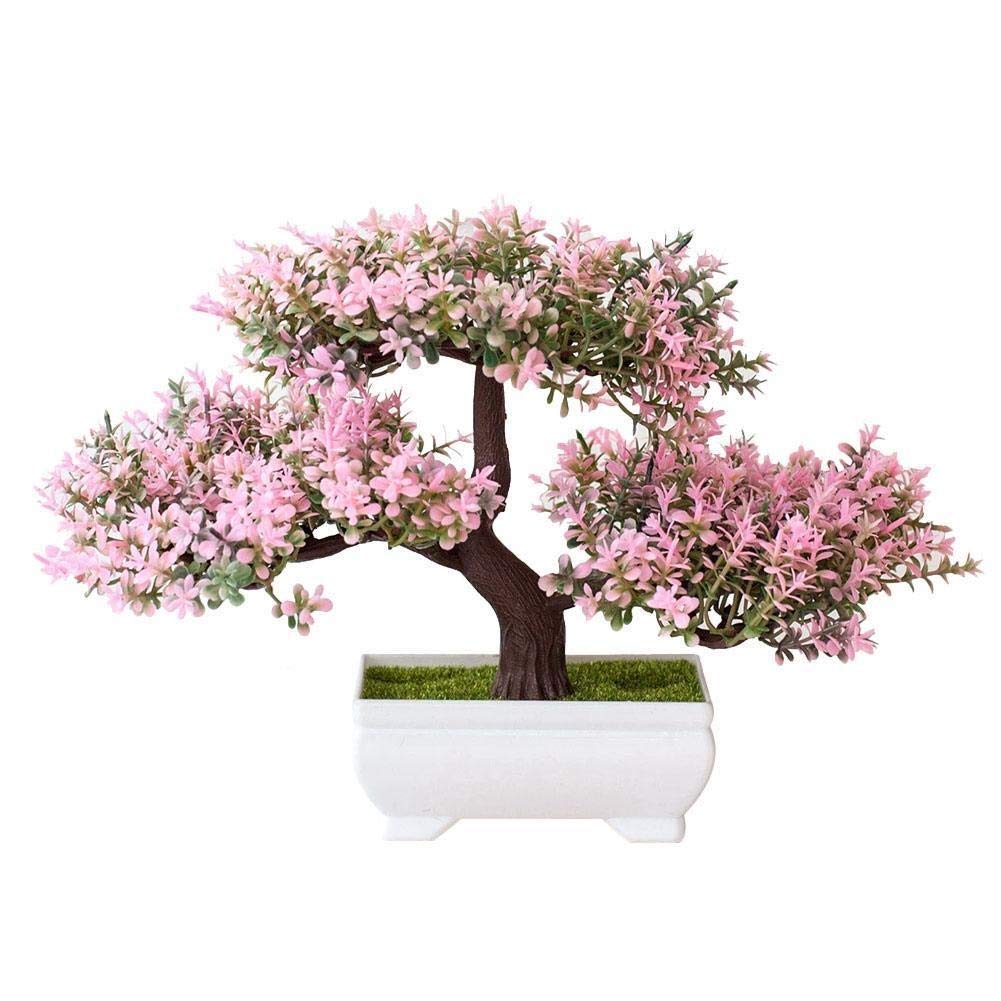 Pine Tree Simulation Flower Artificial Plant Bonsai Fake Green Potted Plant Decoration Home Decoration Craft Home Decoration ADALIA (Color : Pink)