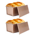 Pullman Loaf Pan with Lid, 2Pack Non-Stick Bread Toast Mold Box with Cover for Bakeware, Big Capacity Bread Baking Mold,for Oven Baking (Champagne)