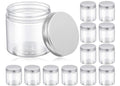 FUFU 12 Pieces 5 Oz Plastic Jars with Lids, Clear Jar Clear Storage Containers Refillable Cosmetic Jars Kitchen Storage Jars with Lids for Cosmetics Food Seasonings (Silver Lid,6.5 x 6.5 x 6.5 cm)
