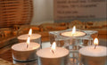 Glass and Metal Tea Light Candle Holders Set with White Candles