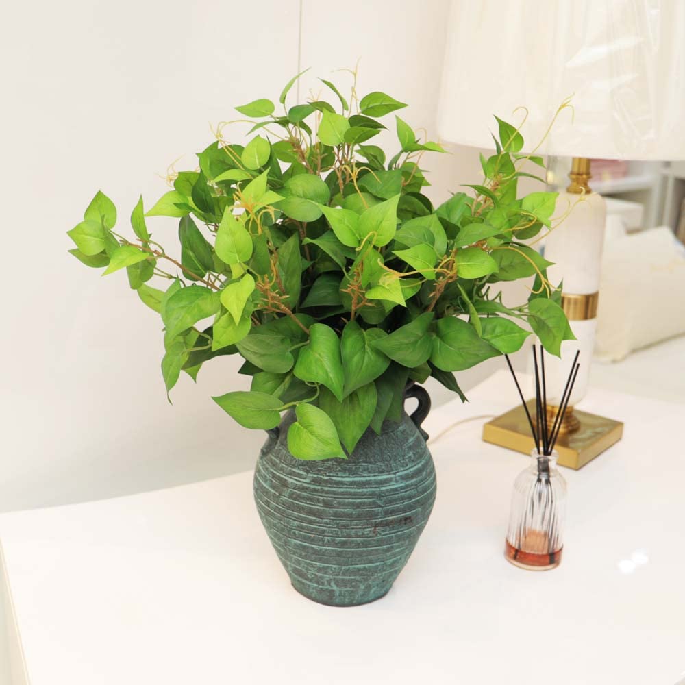 YAHOME Pack of 2 Leaf Bunch Flowers Spray Artificial Plants Leaf Branches Wholesale Plastic Plants for Home Indoor Table Vase Centerpiece Ornaments Decor (2)