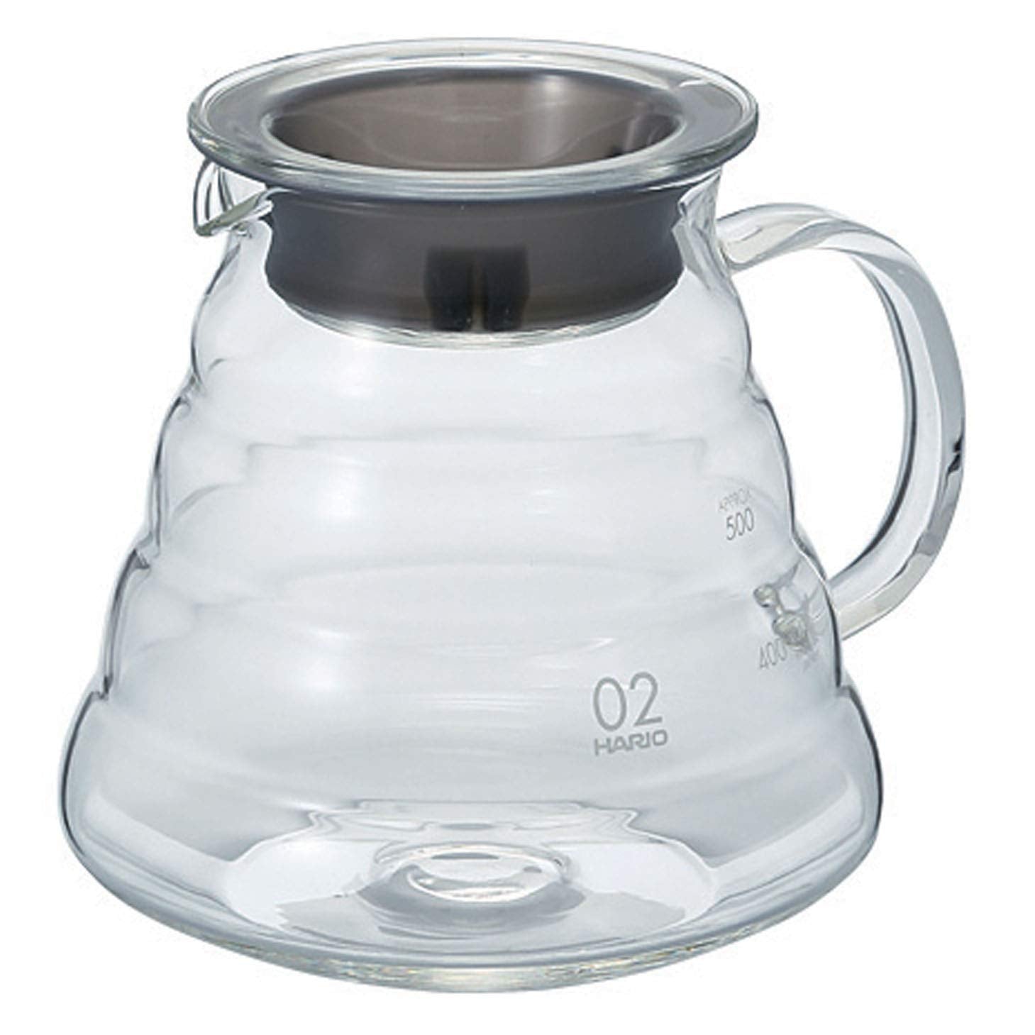 Hario V60 Range Server 02 Clear – 600ml Heatproof Borosilicate Glass, Works with V60 Drippers, Dishwasher Safe