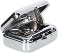 Portable Metal Ashtray with Lid, Windproof Car Ash Tray, Silver