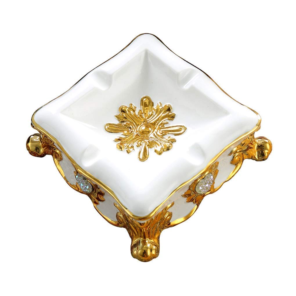 Ashtray European Ceramic Ashtray Practical Creative Gifts Home Art Decoration Living Room Office Practical Ashtray (Color : White)