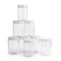 Pack of 8 Clear Plastic Storage Jars with Lids - Wide Mouth Round Containers (700ml)