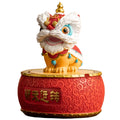 Ashtray with Lid - Chinese Lion Head Resin Windproof & Artistic Painting, Stylish Decoration for Living Room, Office or Patio, Smoker Gift (Red)