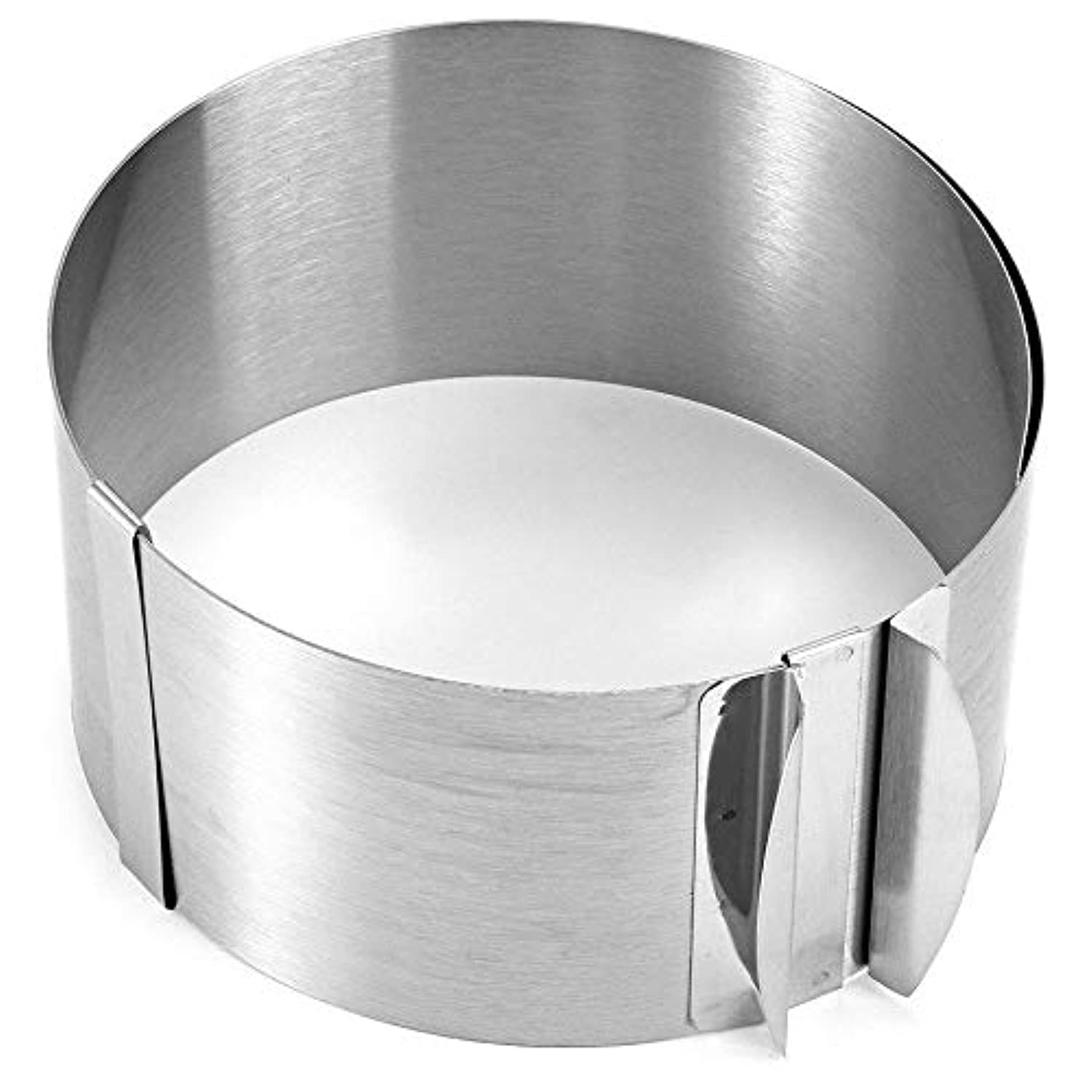 Retractable Stainless Steel Circle Mousse Ring Baking Tool Set Cake Mould Mold Size Adjustable Bakeware 16-30cm, Silver, SSZ289