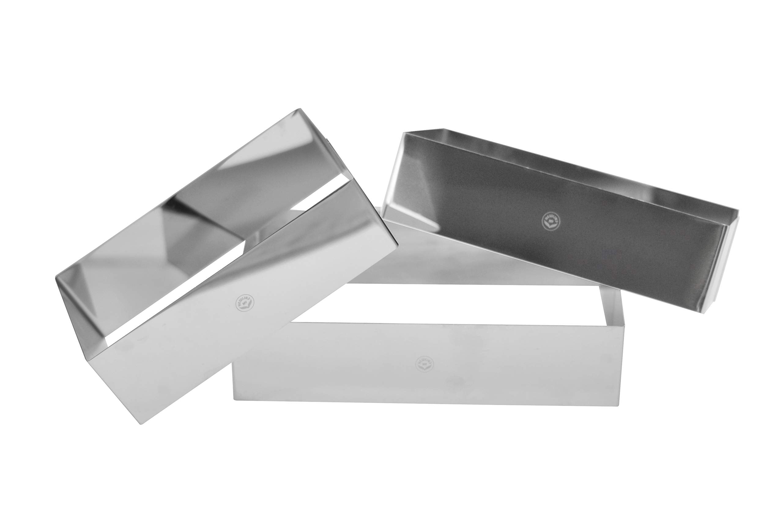 NEWLINE NY Stainless Steel 3 Sizes Rectangular Molding Forming Layering Cake Pastry Rings 3 In 1 Set Rectangular Cake Pastry Rings Natural Stainless Steel