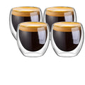 Espresso Cups, Cafe Latte Cups, Cappuccino Cups, Tea cups and Dessert Cups. 80 Milliliter/2. 7 Ounce Double Walled Espresso Glasses, Set of 4