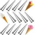 Delfino Cream Horn Moulds, Baking Cones Forms Stainless Steel Lady Lock Cannoli Tubes Standing Cone Shape Danish Pastry Roll Mould For Croissant Shell Roll, Set Of 12