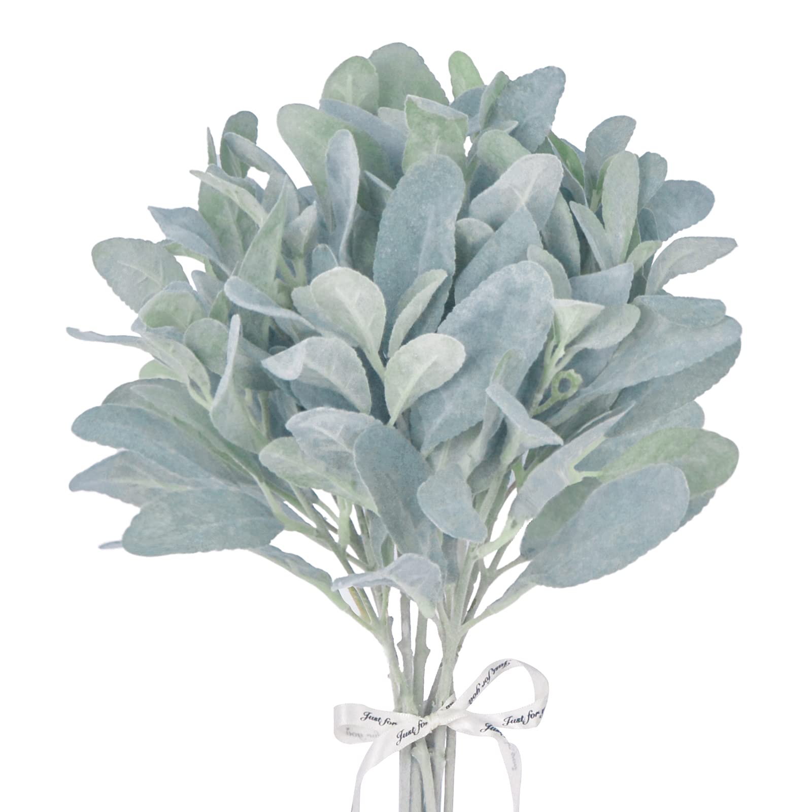 Artificial Flocked Eucalyptus Lambs Ear 5Pcs Faux Olive Branches Fake Plants Flower Bouquet Decor for Floral Farmhouse Arrangement Wedding DIY Craft