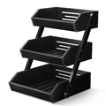 G.a HOMEFAVOR Large Bamboo Fruit Basket, 3 Tier Fruit Bowl for Kitchen Counter, Fruit Holder for Kitchen Countertop, Snack Fruit Vegetable Storage Basket Stand (BLACK)