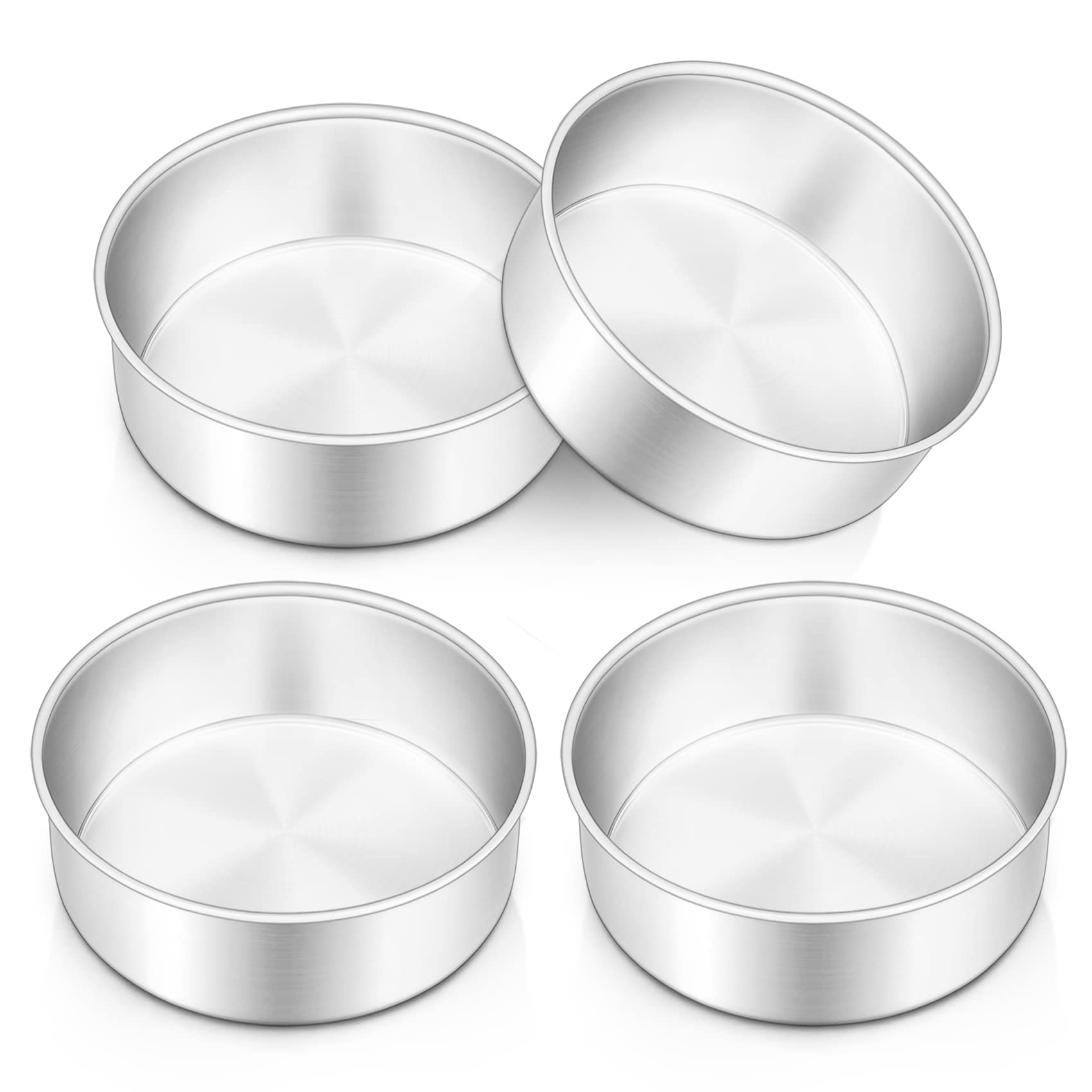 Onader 6 Inch Cake Tin, Round Cake Tins Set of 4, Stainless Steel Cake Pan Mould for Baking Christmas Birthday Wedding Layer Cakes, One Piece Design & Heavy Duty, Dishwasher Safe