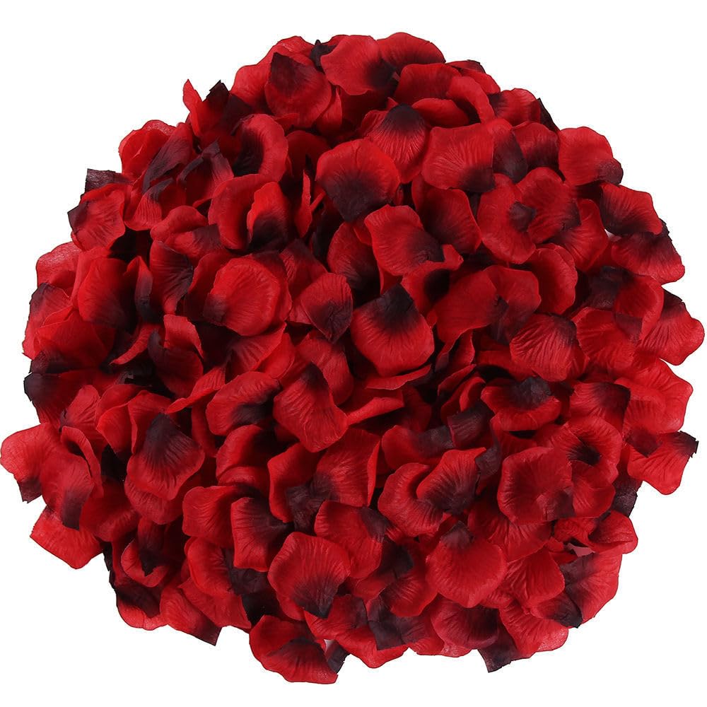 2000 Pieces Artificial Rose Petals,Flower Petals Romantic Decorations Special Night Set for Wedding Event Party Valentine Dinner or Table Decor Artificial Rose Petals Christmas Rose Gifts-Red