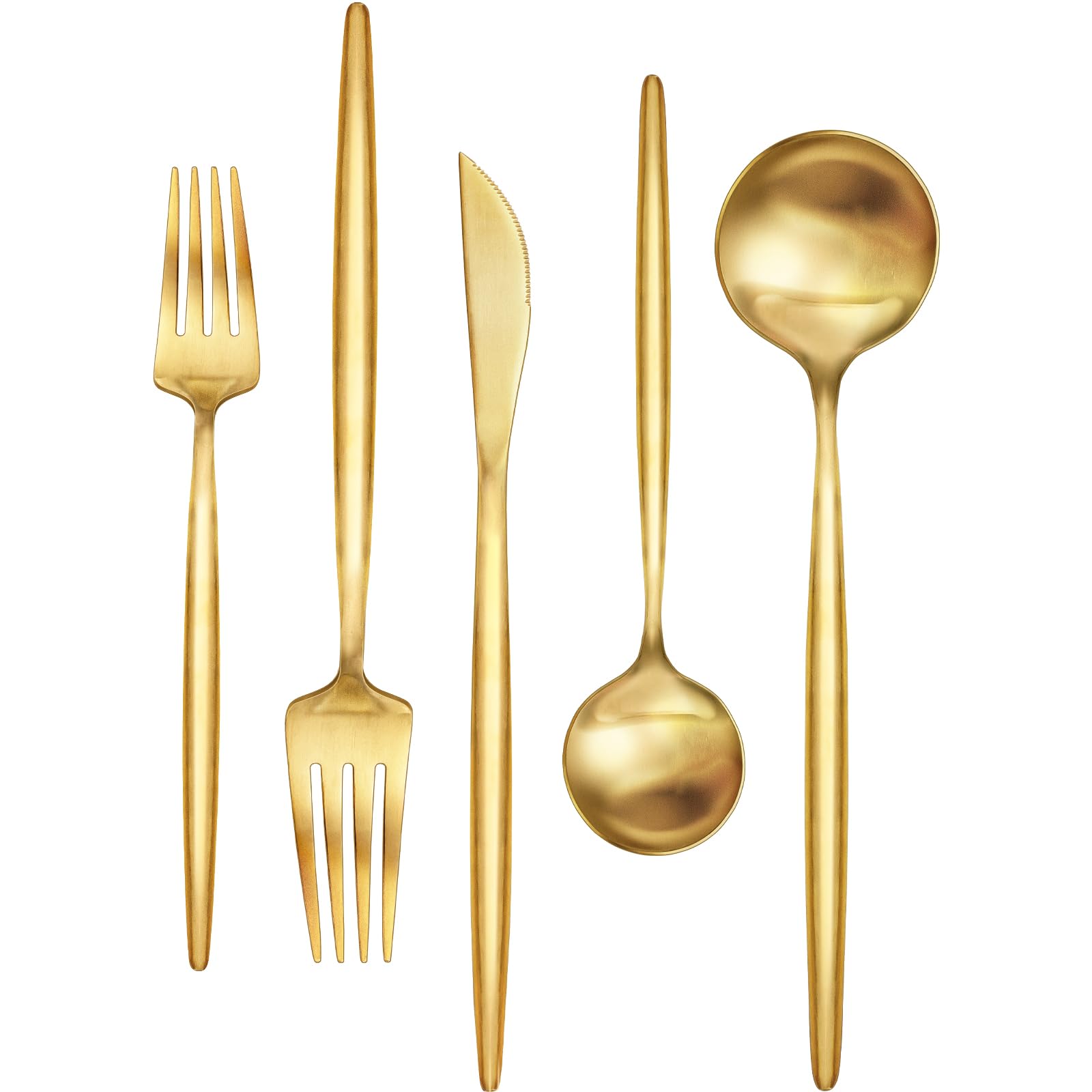 EWFEN 30-Piece Gold Silverware Set, Flatware Set for 6, Food-Grade Stainless Steel Cutlery Set, Includes Spoons Forks Knives, Kitchen Cutlery for Home Office Restaurant Hotel