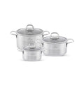 LIFE SMILE Cookware Set- Pure 18/10 Stainless Steel Cooking Set - Induction Base Pots and Pans Set - Non-Toxic, 100% PFOA, PTFE & PFOS Free - Oven Safe Kitchen Sets (Silver, (16/20/24CM) 6 Pieces)