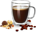 MARKQ Glass Coffee Cups with Handles 350ml Double Wall Coffee Mug for Latte Cappuccino Espresso Milk Hot Drinks Tea Glasses [1 Cup]
