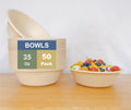 [35 Ounces(1000ml), 50Pcs] Nature 100% Compostable Paper Disposable Bowls, Made of Bagasse Fibers, Eco-Friendly and Natural Biodegradable, Perfect for Salad, Soup, Dessert