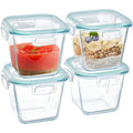 Qxbekmor Glass Soup Container with Airtight Lids, 4 Cup Square Glass Storage Containers, Food Prep Container for Soup, Leftover, Overnight Oats, Oven, Microwave & Dishwasher Safe (4 Pack)