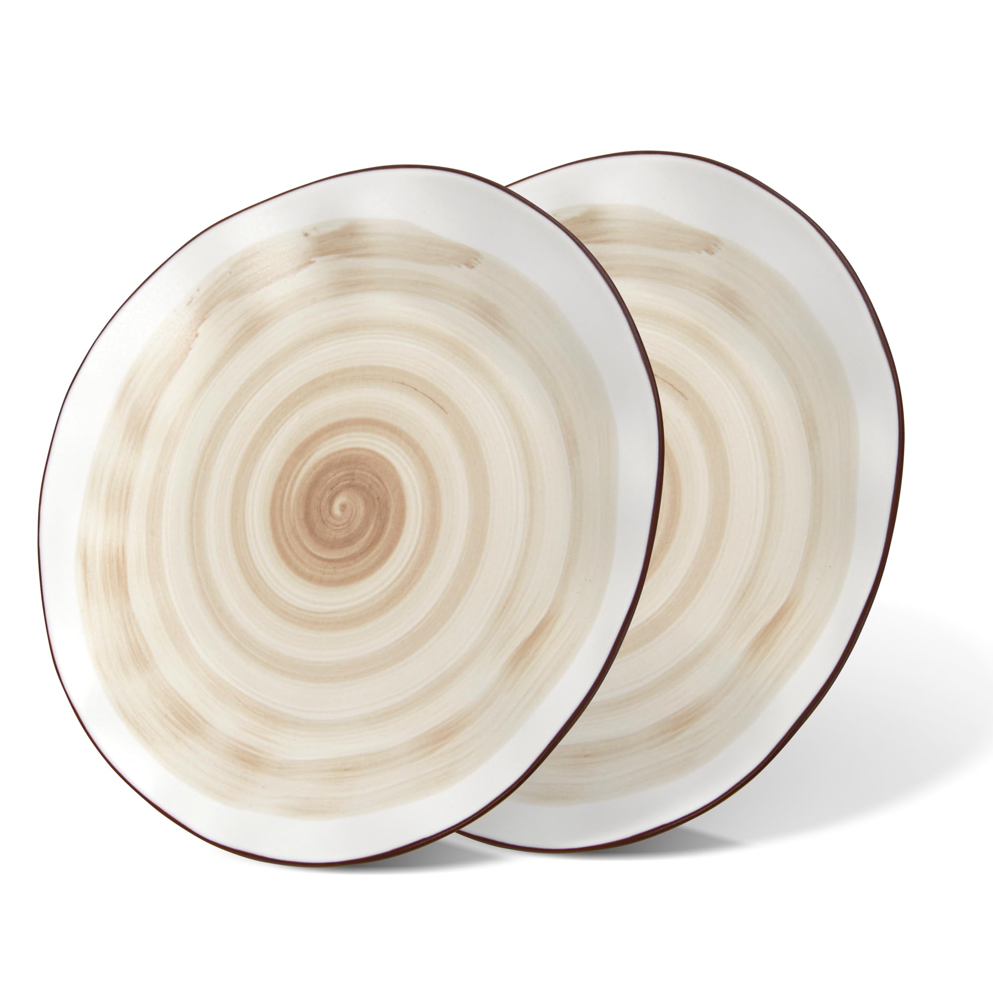 Fissman Dinner Plates Ø26cm Set of 2, Porcelain Tableware Sets Glide Series | Irregular Shape Plate | Earthy Spiral Pattern | Non Slip Base | Suitable for Fine Dining, Home, Restaurant, Hotel