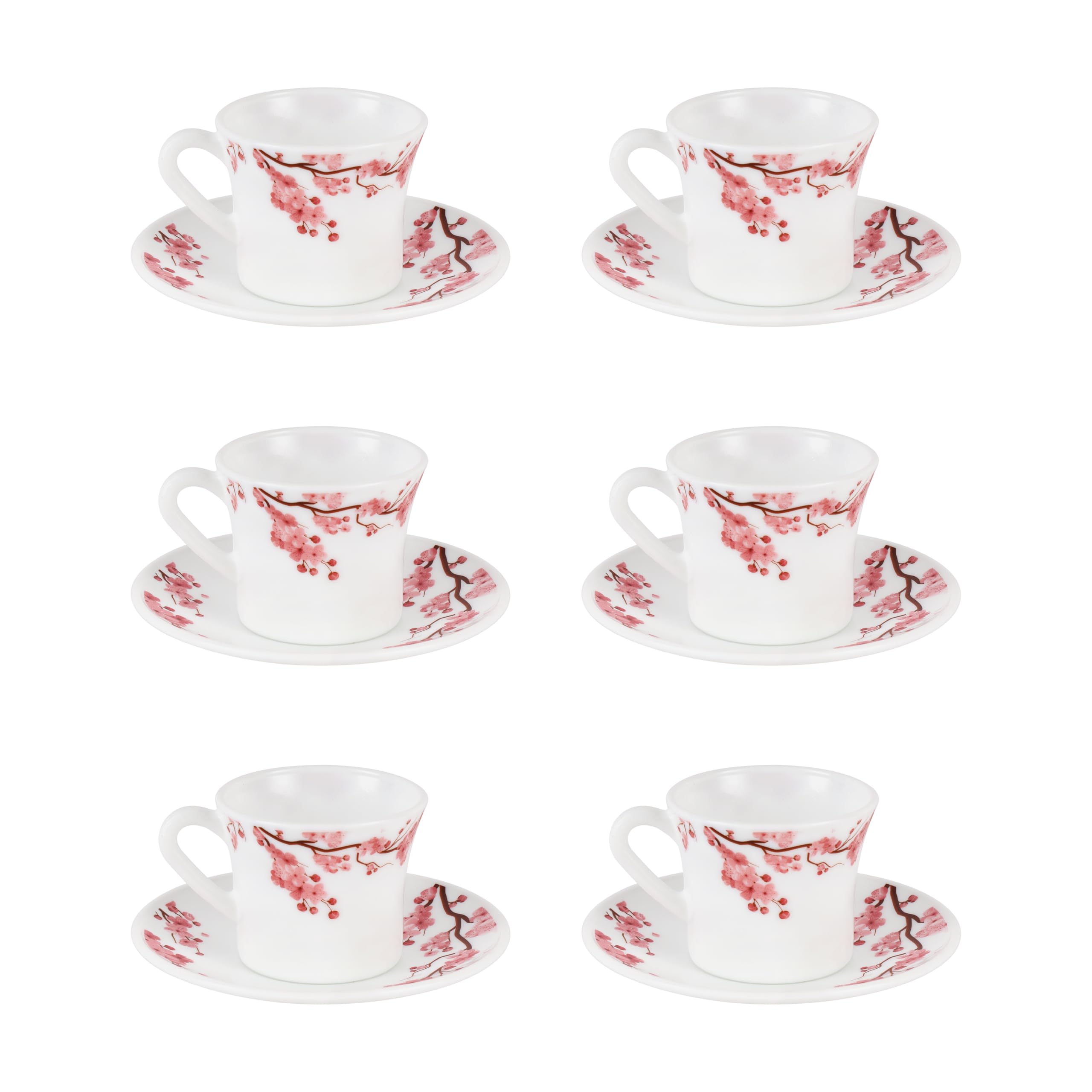 Delcasa DC3402 Opalware Cup and Saucer Set 12-Pieces