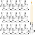 Sieral 36 Pieces Taper Candle Holders Glass Candlestick Holders Bulk Clear Small Pillar Candle Holder for Home Wedding Table Centerpiece Festival Party Windowsill Christmas Decor Gift