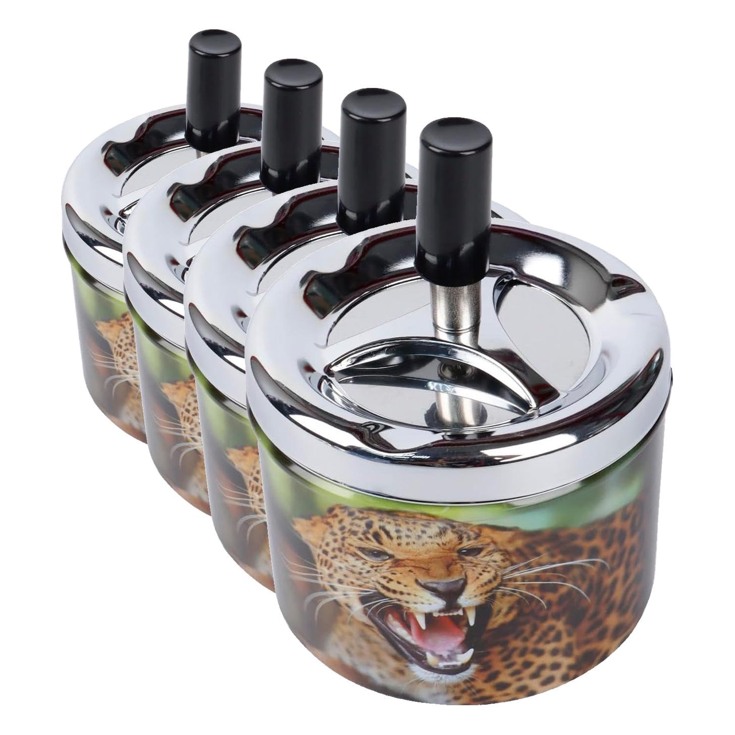 Round Metalic animal Ashtray 13cm - 3 Design Pack (Pack of 4)