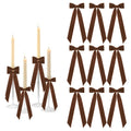 12 Pcs Brown Candlestick Decoration Bows Candle Holder with 5X13.5 Inch Decorative Velvet Bows for Bridal Showers, Birthdays Centerpieces Table Decor((Brown)
