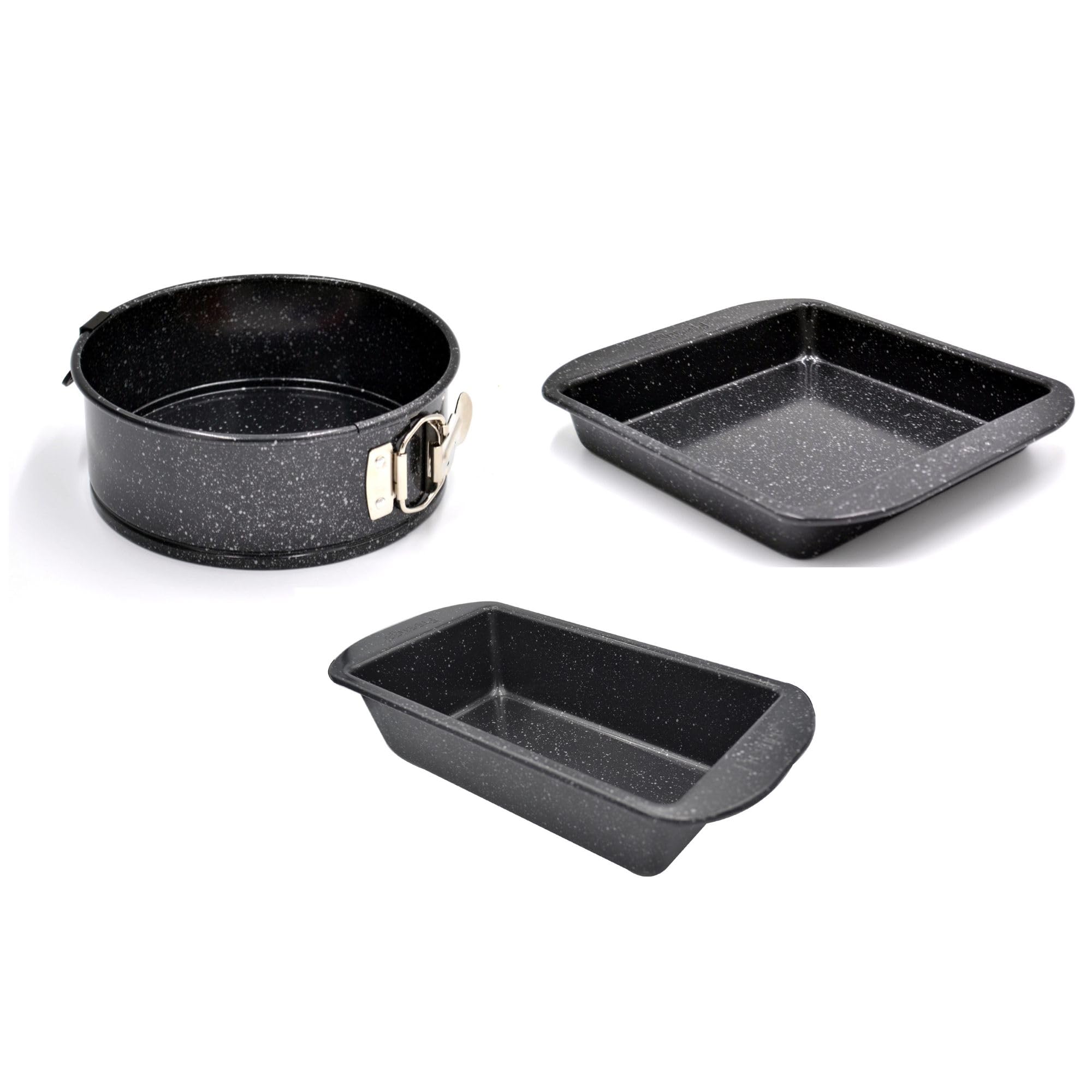 Prestige 3-Piece Bakeware Set, 23cm Square Cake Tin, 23cm Loaf Tin, 18cm Springform Cake Tin | Essential Baking Pans for Home Kitchen | PR49078