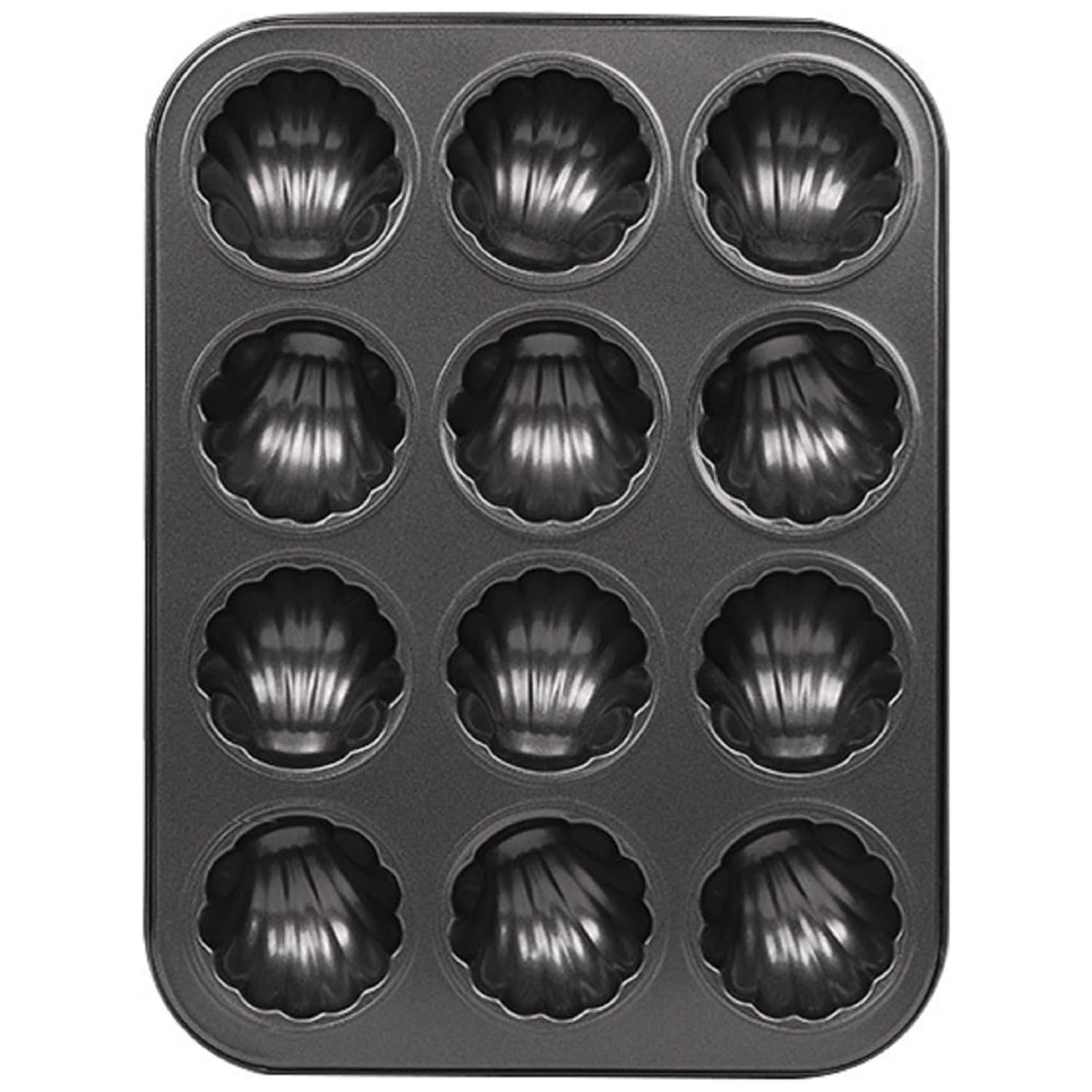 YelaJoy Mold Cake Pan for Madeleine –12-Cavity Non-Stick Spherical Shell Madeline Bakeware, Oven-Safe Baking Mold (1 Pack)
