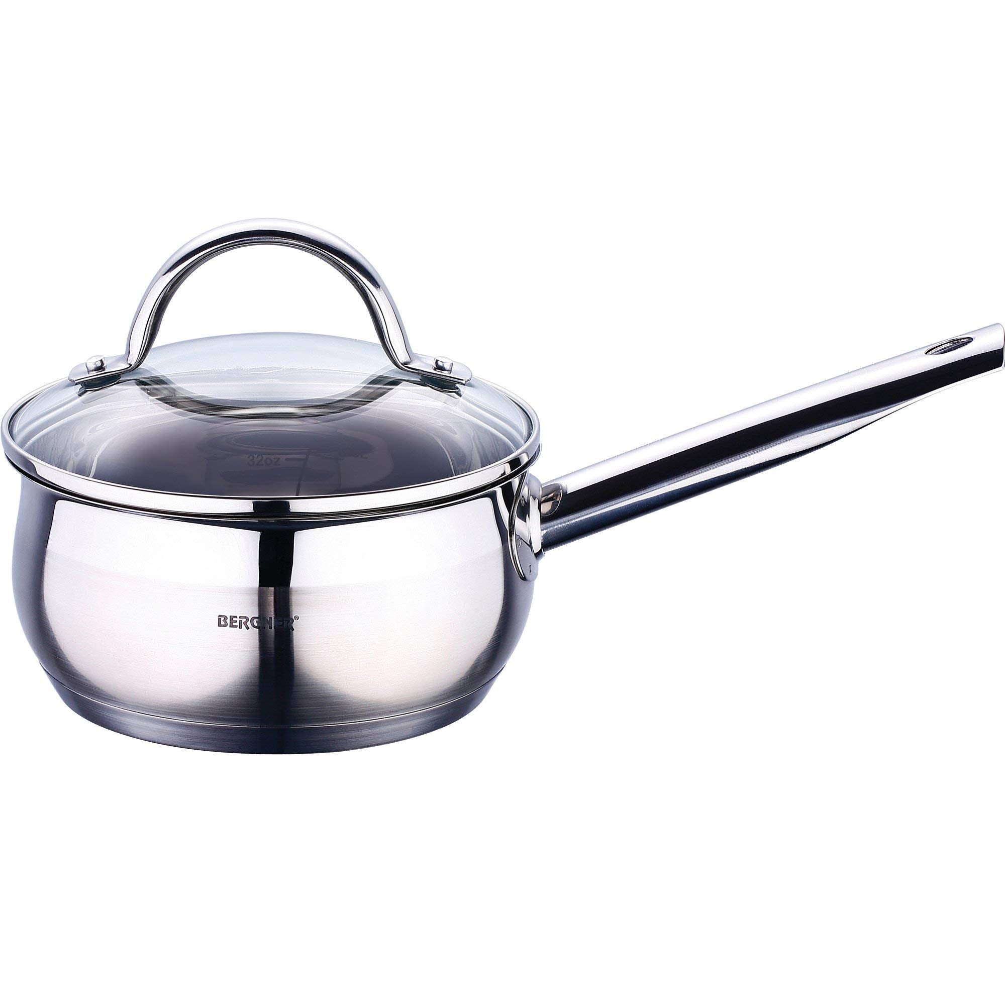 Bergner Gourmet 2 Bg6502 Induction Base Saucepan With Lid, 16 Cm/1.3 Litre, Silver, Stainless Steel, 1.3L