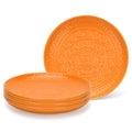 Ceramic Dinner Plate 20.8cm Pack of 4 by Fissman, Motif Series Ceramic Tableware Dishes, Round Moroccan Pattern Design Dinner Plate, Food Grade Plate, (Orange)
