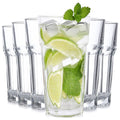Tebery 6 Pack Stackable Plastic Tumbler Cups, 17 oz Drinking Glasses Water Glasses, Reusable Acrylic Tumblers, Unbreakable Glasses