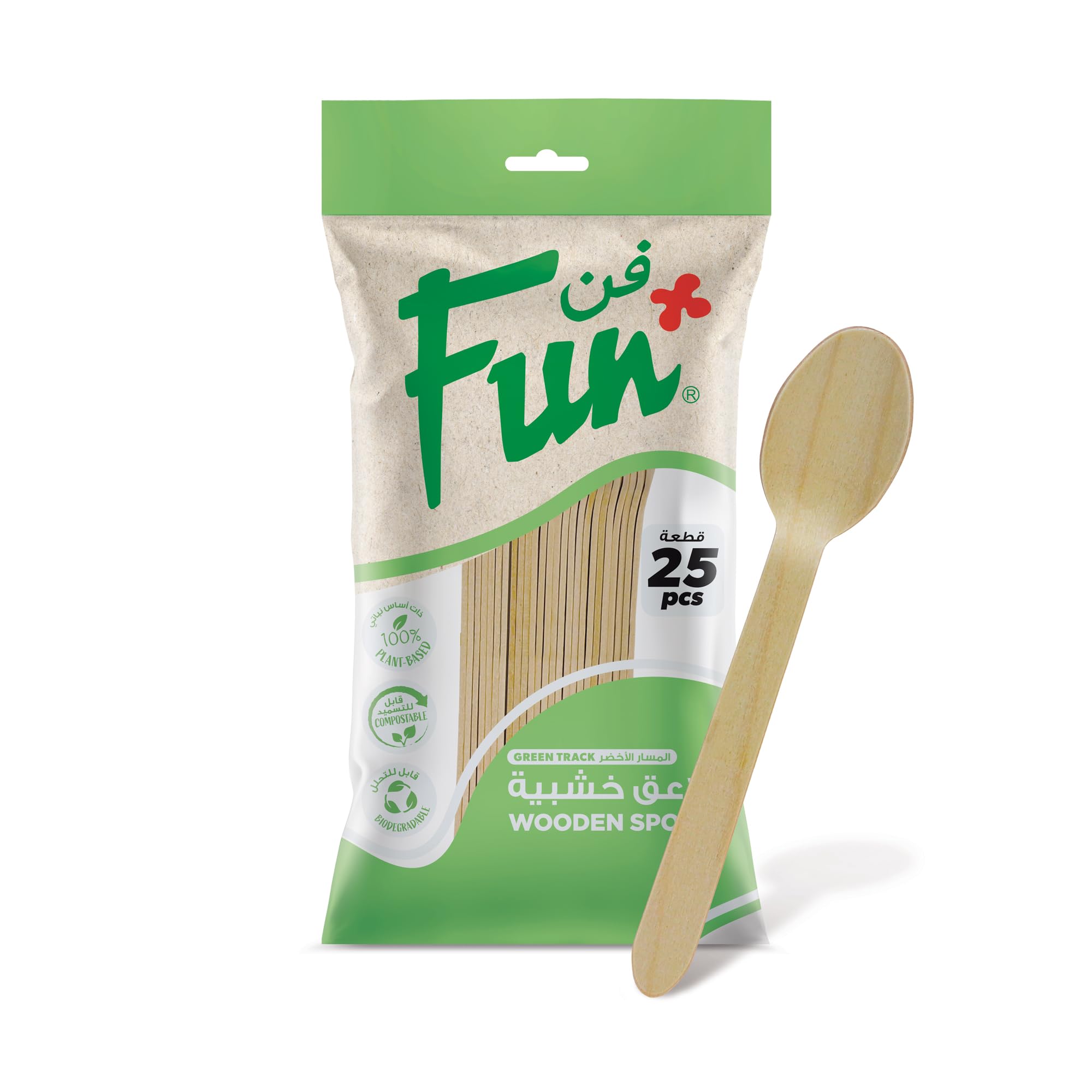 Fun By Al Bayader Everyday Eco Friendly Disposable Wooden Spoon Set 6.5 Inch - Pack Of 25