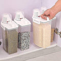 Premify 4pcs Cereal & Dry Food Storage Containers with Measuring Cup, Airtight Plastic Kitchen Storage Organizer, Clear Food Storage Box for Flour, Sugar, Rice | BPA Free Container with Locking Lids