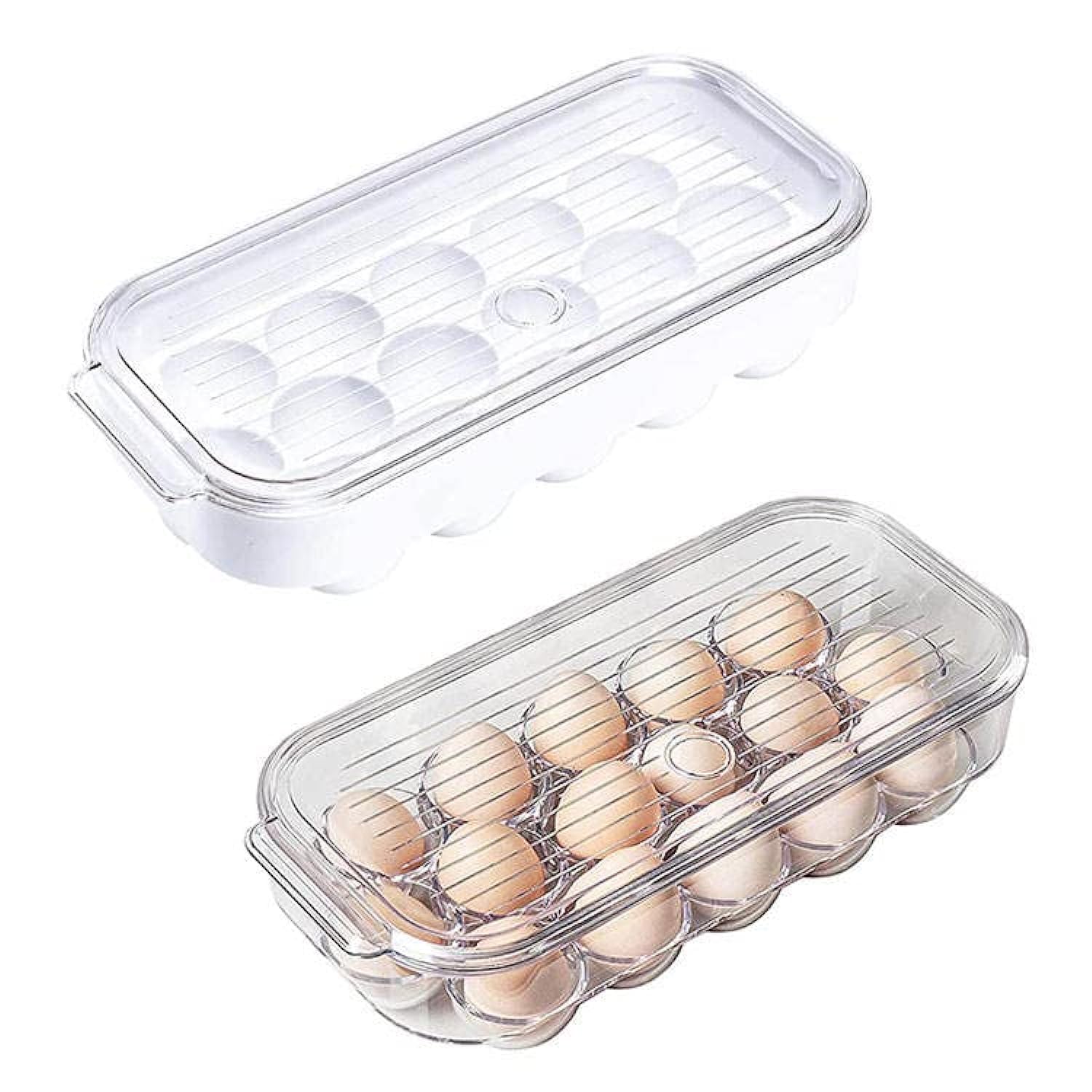Home Egg Container For Refrigerator - 16 Egg Container With Lid & Handle, Egg Holder For Refrigerator, Egg Storage & Egg Tray ll Clear Tray ll